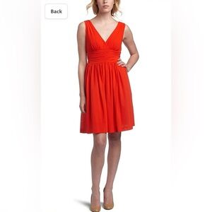 Trina Turk Red Orange Sleeveless Midi Dress